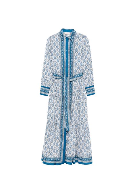 Abito Mc2 Saint Barth Jensen donna JENSEN03090H Blu cotone chemisier floreale cintura manica lunga MC2 SAINT BARTH | Abiti | JENSEN03090H10